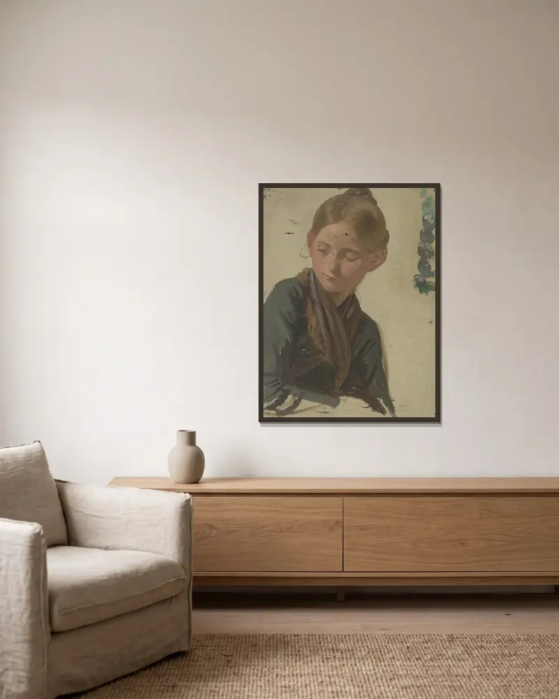Liten bondflicka 2 av Jakob Becker inramad på en vägg