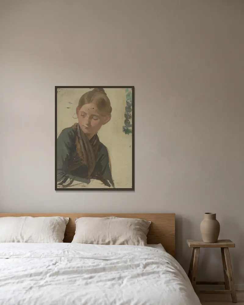 Liten bondflicka 2 av Jakob Becker inramad på en vägg