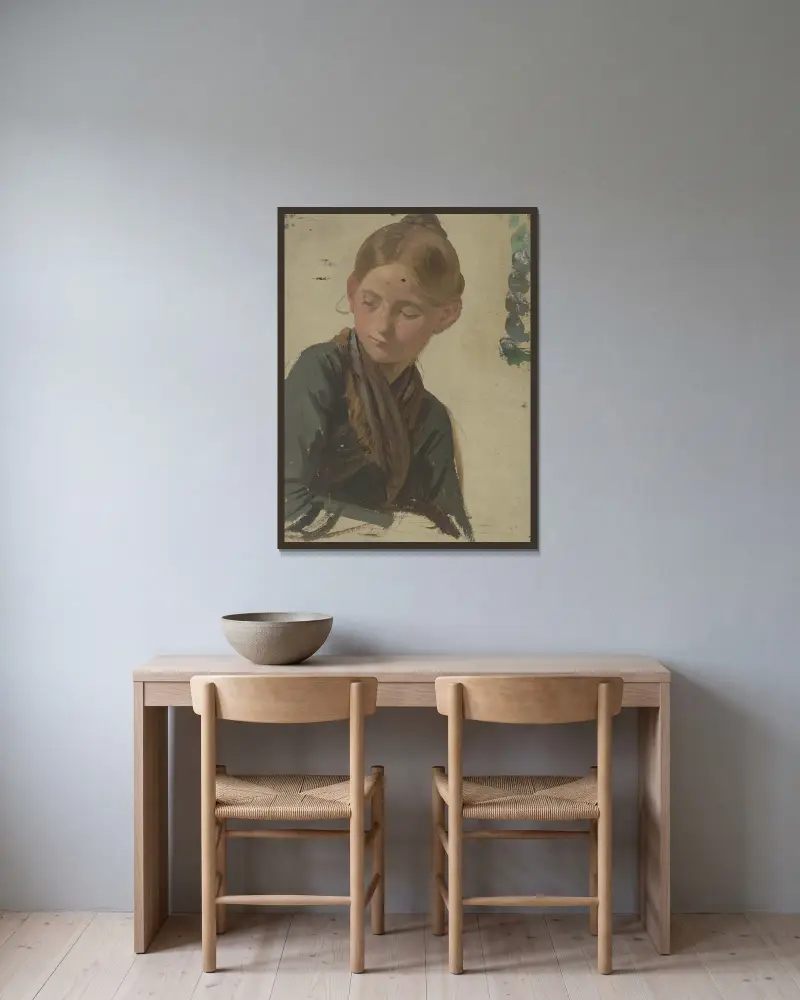 Liten bondflicka 2 av Jakob Becker inramad på en vägg