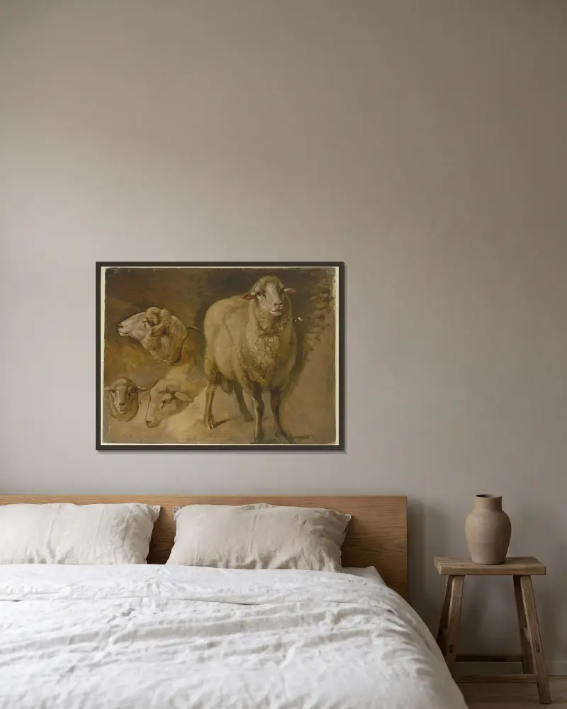 Sheep av Jakob Becker inramad på en vägg