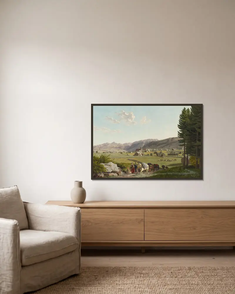 Appenzell, från nordväst av Johann Jakob Biedermann inramad på en vägg