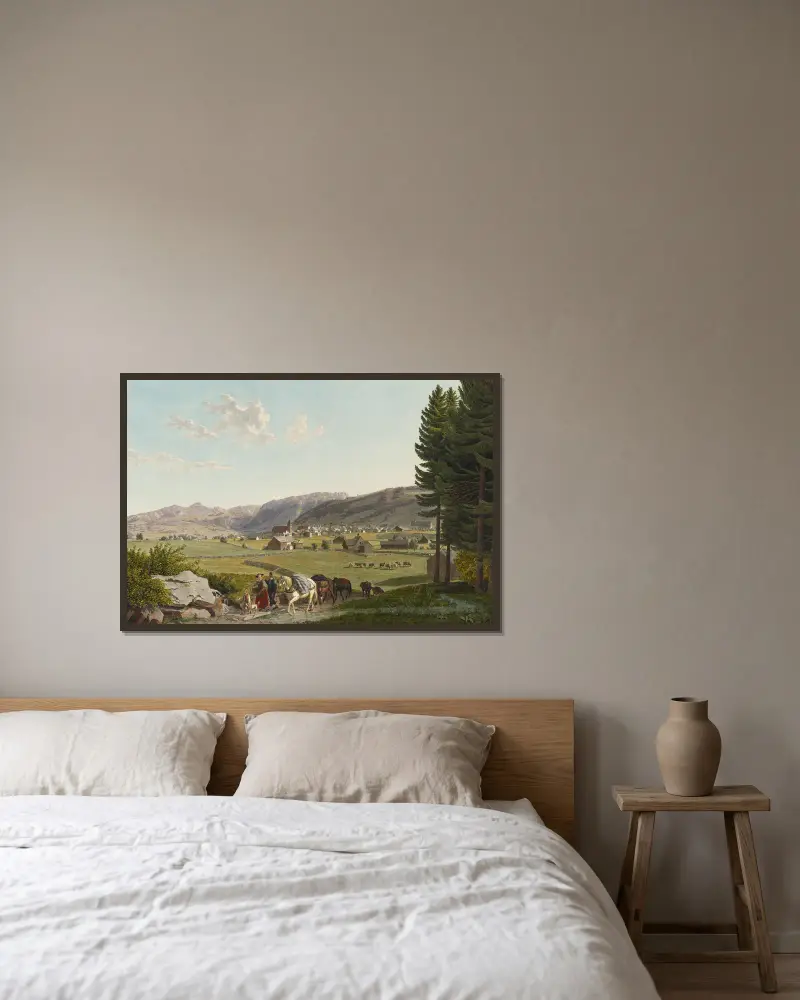 Appenzell, från nordväst av Johann Jakob Biedermann inramad på en vägg