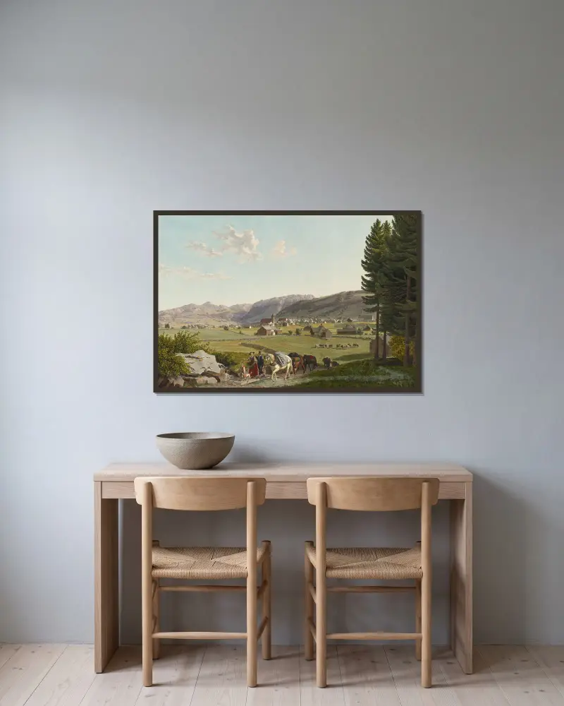 Appenzell, från nordväst av Johann Jakob Biedermann inramad på en vägg