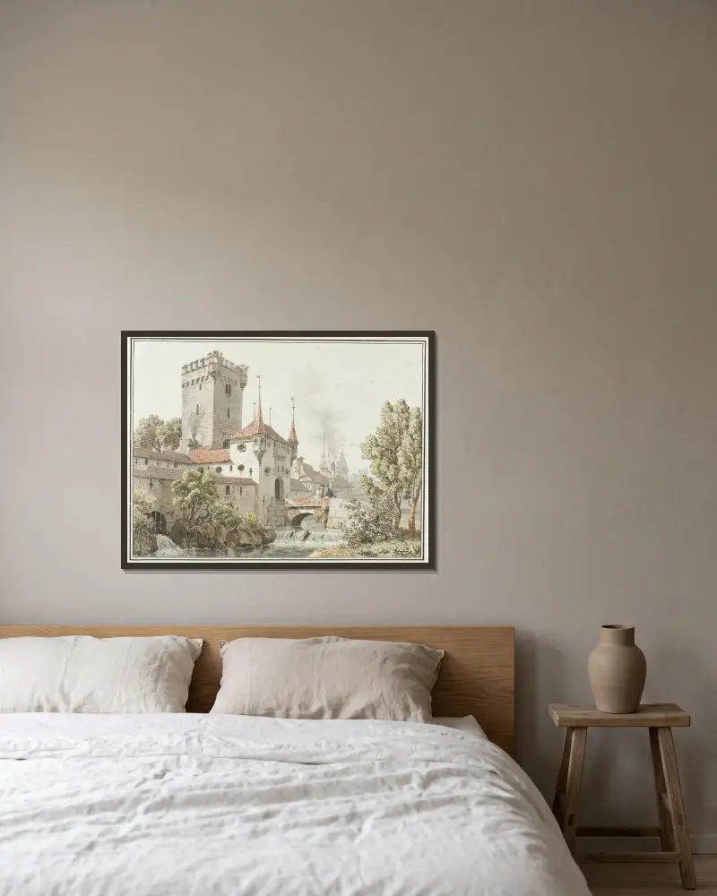 Bern, Golatenmattgasse av Johann Jakob Biedermann inramad på en vägg