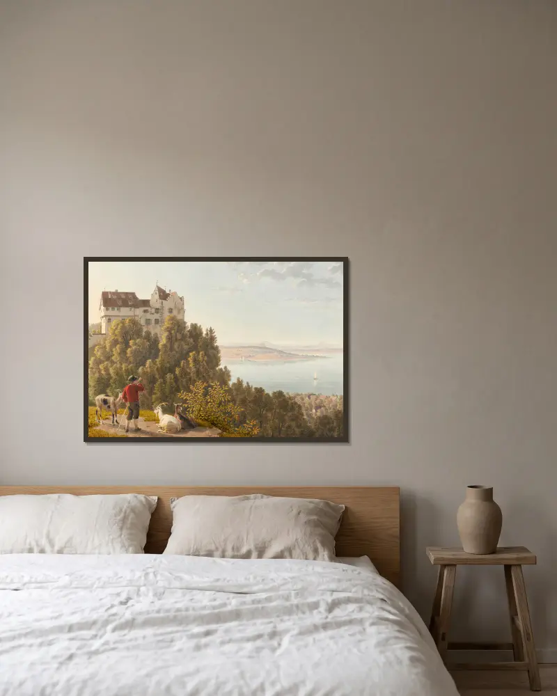 Schloss Salenstein von Osten von Johann Jakob Biedermann gerahmt an einer Wand