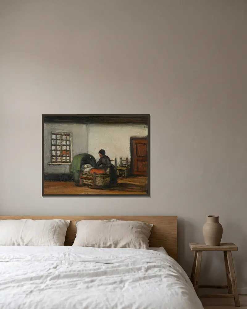 Interior with Cradle av Jakob Smits inramad på en vägg