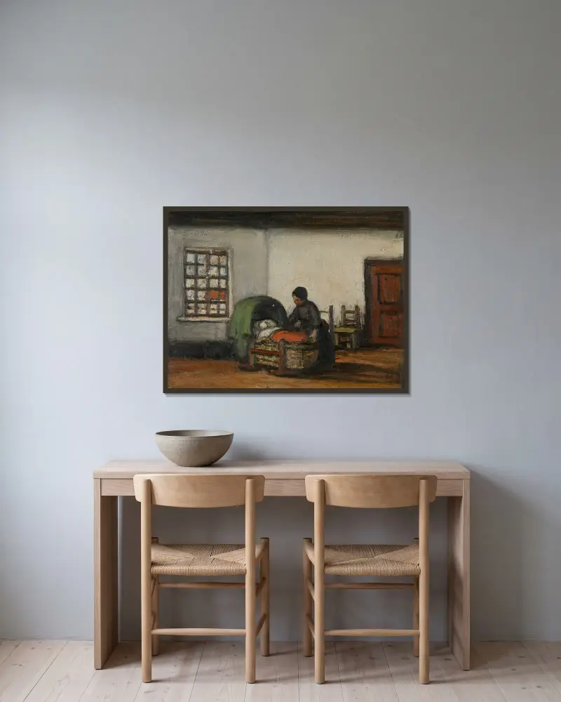 Interior with Cradle av Jakob Smits inramad på en vägg