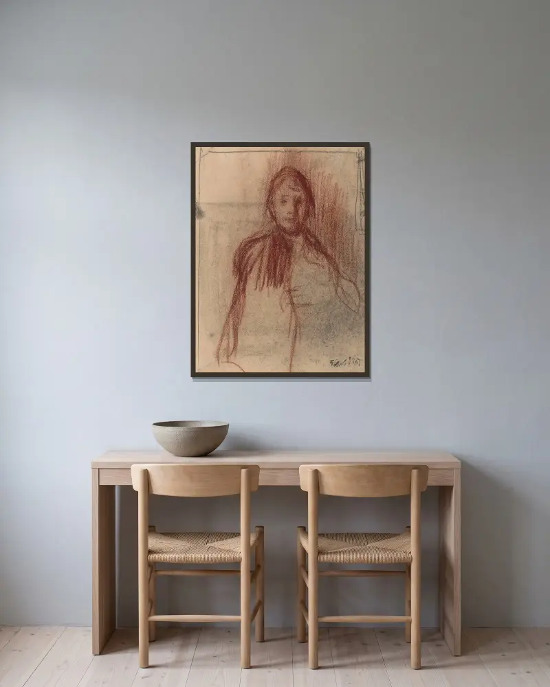 Malvina with Cape av Jakob Smits inramad på en vägg