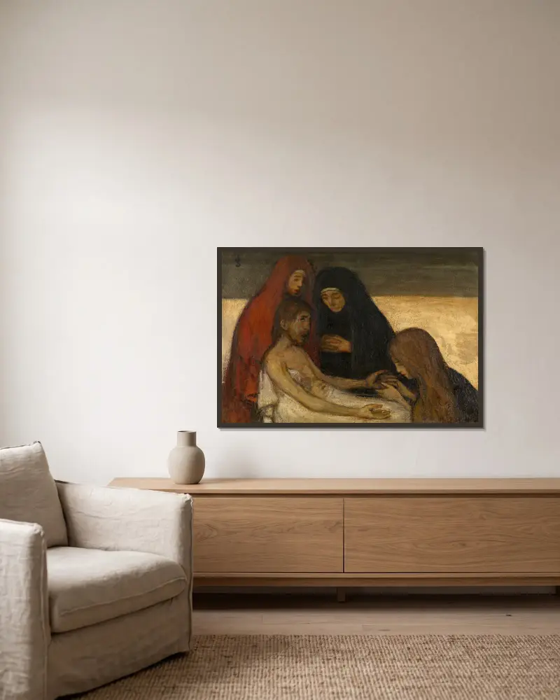 Pietà von Jakob Smits gerahmt an einer Wand