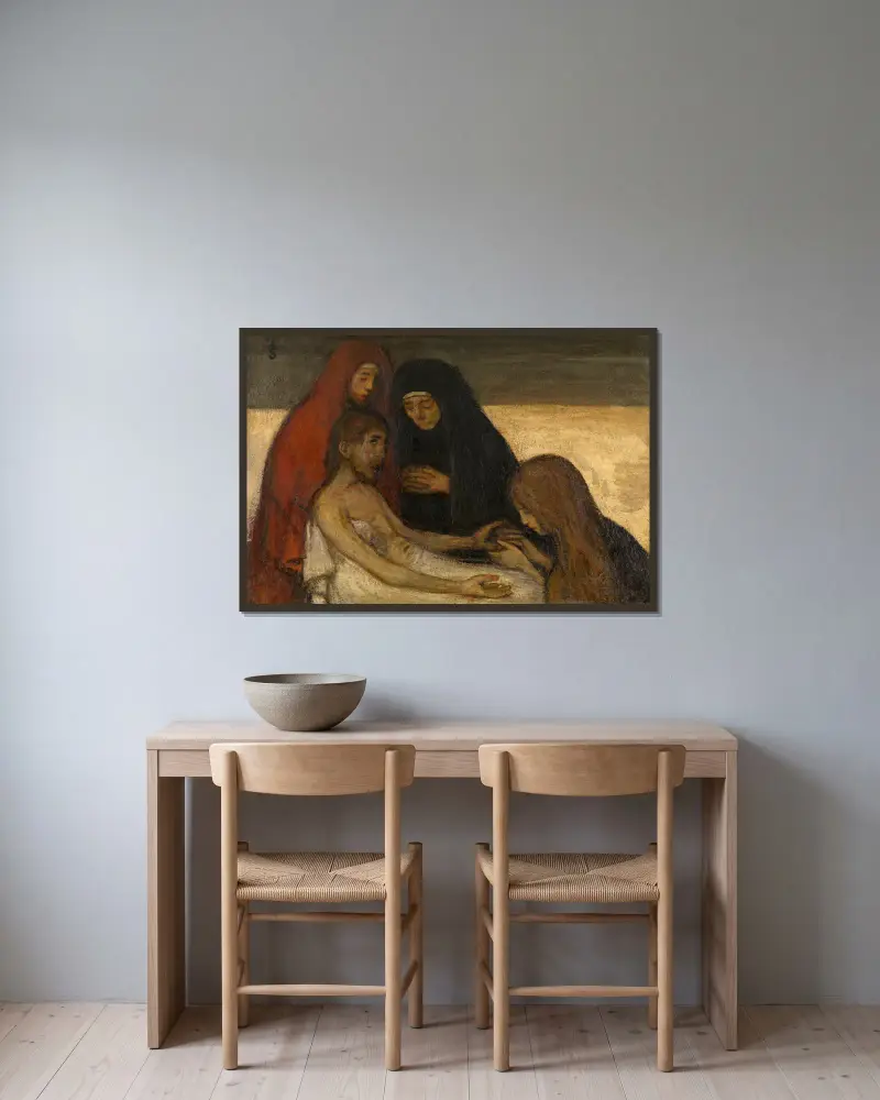 Pietà von Jakob Smits gerahmt an einer Wand