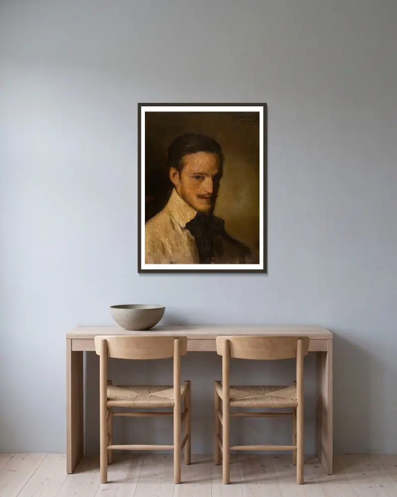 The Painter William A. Sherwood av Jakob Smits inramad på en vägg