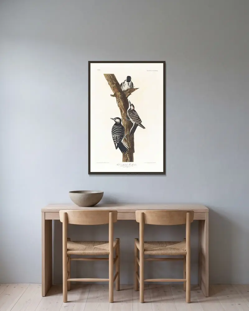 Rödtofshackspett av John James Audubon inramad på en vägg