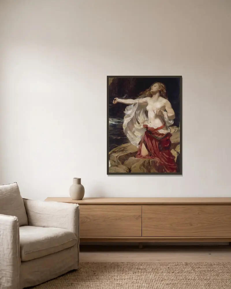 Ariadne av Herbert James Draper inramad på en vägg