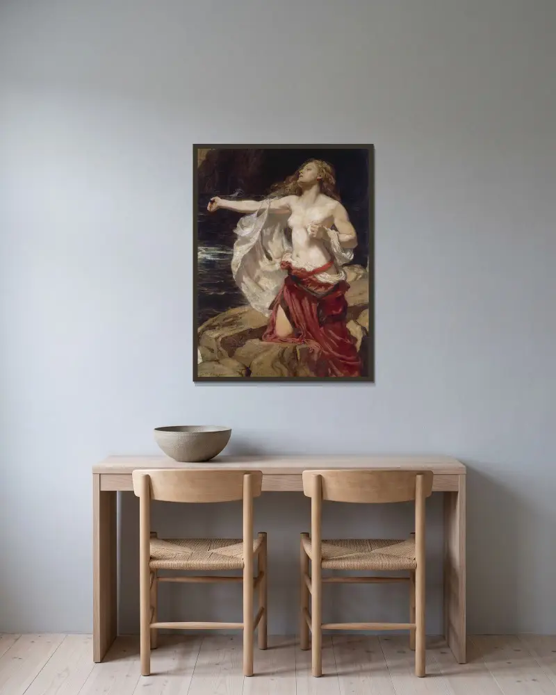 Ariadne av Herbert James Draper inramad på en vägg