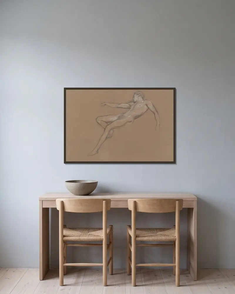 Erste Skizze zu „Ikarus“ von Herbert James Draper gerahmt an einer Wand