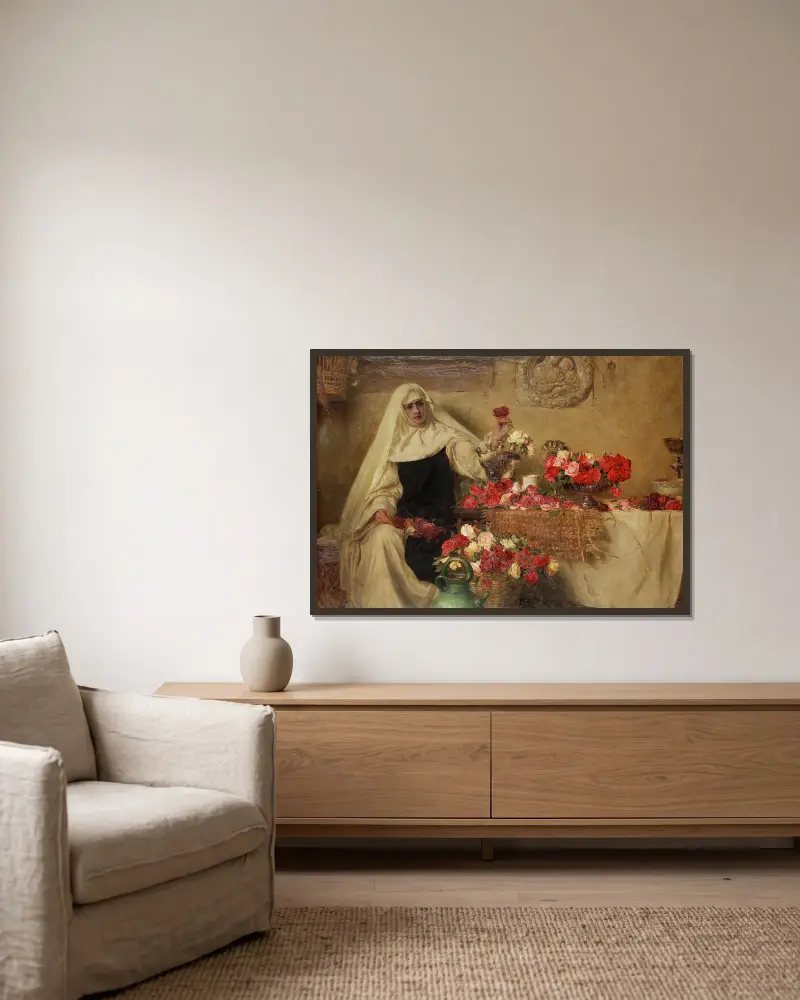 Für den Sankt-Dorothea-Tag 1899 von Herbert James Draper gerahmt an einer Wand