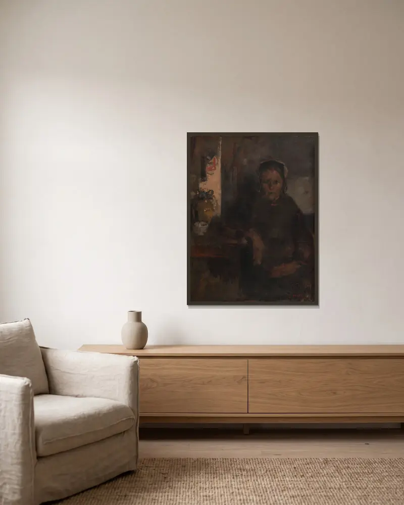 Fischerfrau von James Ensor gerahmt an einer Wand