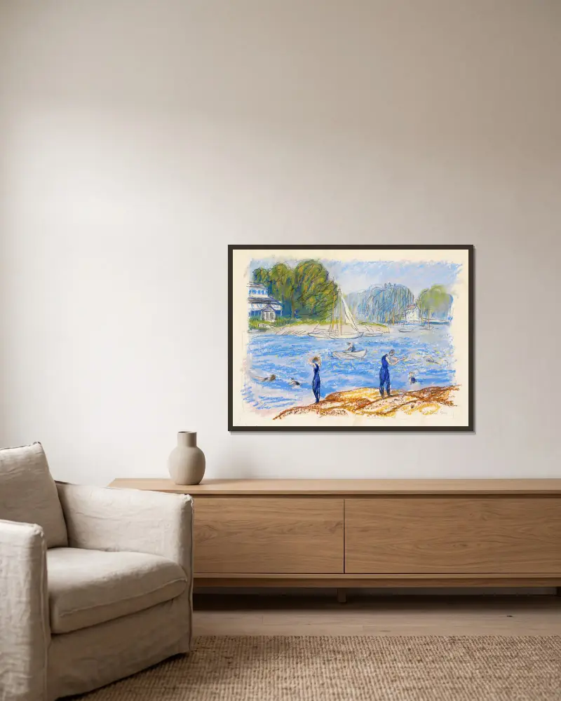 Badende, Annisquam von William James Glackens gerahmt an einer Wand