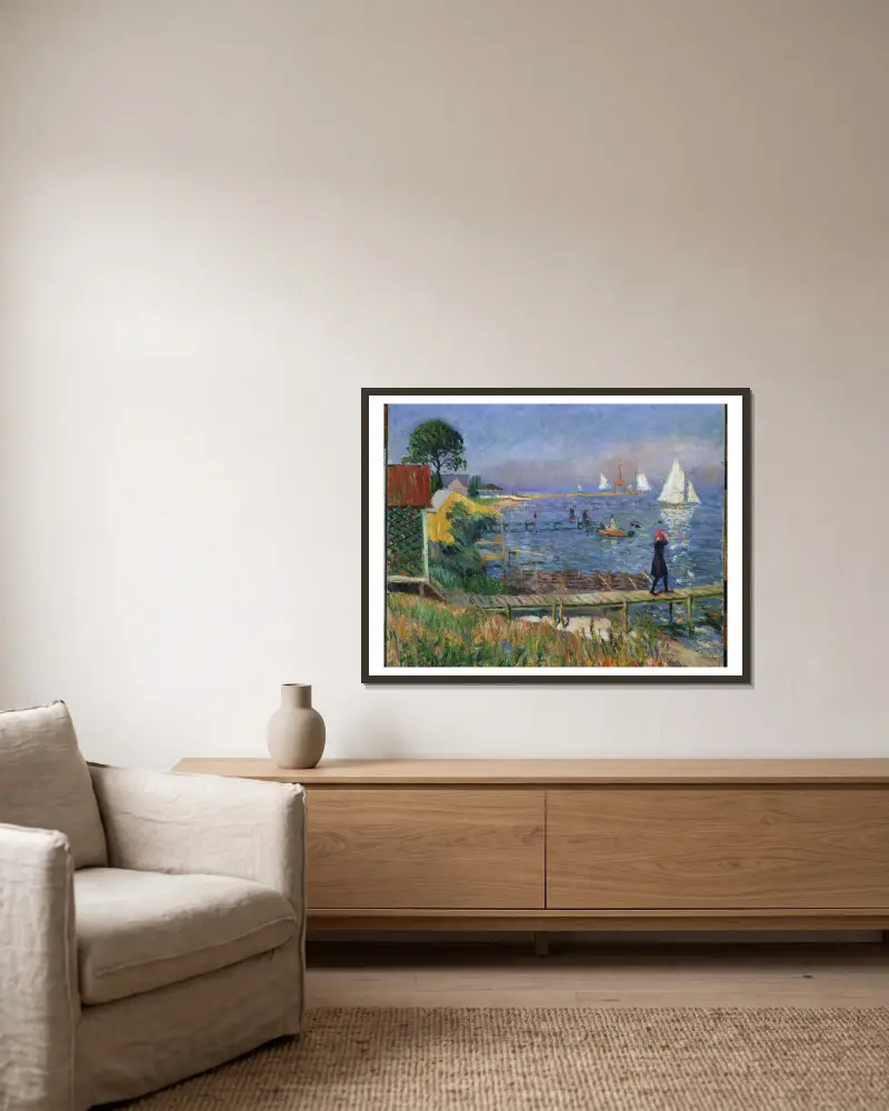 Kąpiący się w Bellport, William James Glackens w ramie na ścianie
