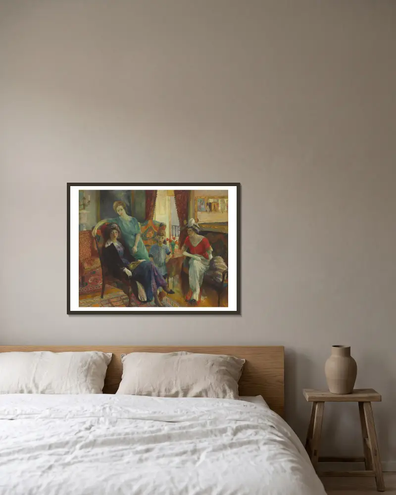 Family Group av William James Glackens inramad på en vägg