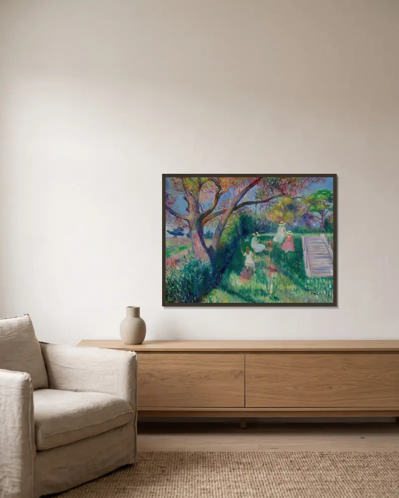 Die Schaukel von William James Glackens gerahmt an einer Wand