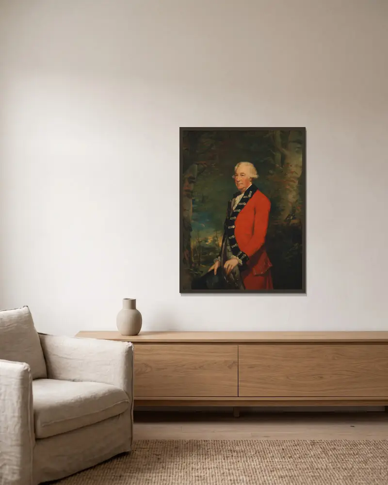 Sir Ralph Milbanke, Bt., i Yorkshire (North Riding) milis uniform av James Northcote inramad på en vägg
