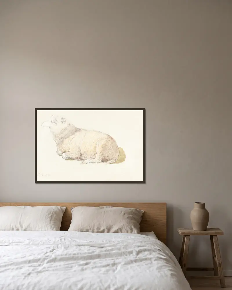 A Sheep Resting av James Ward inramad på en vägg