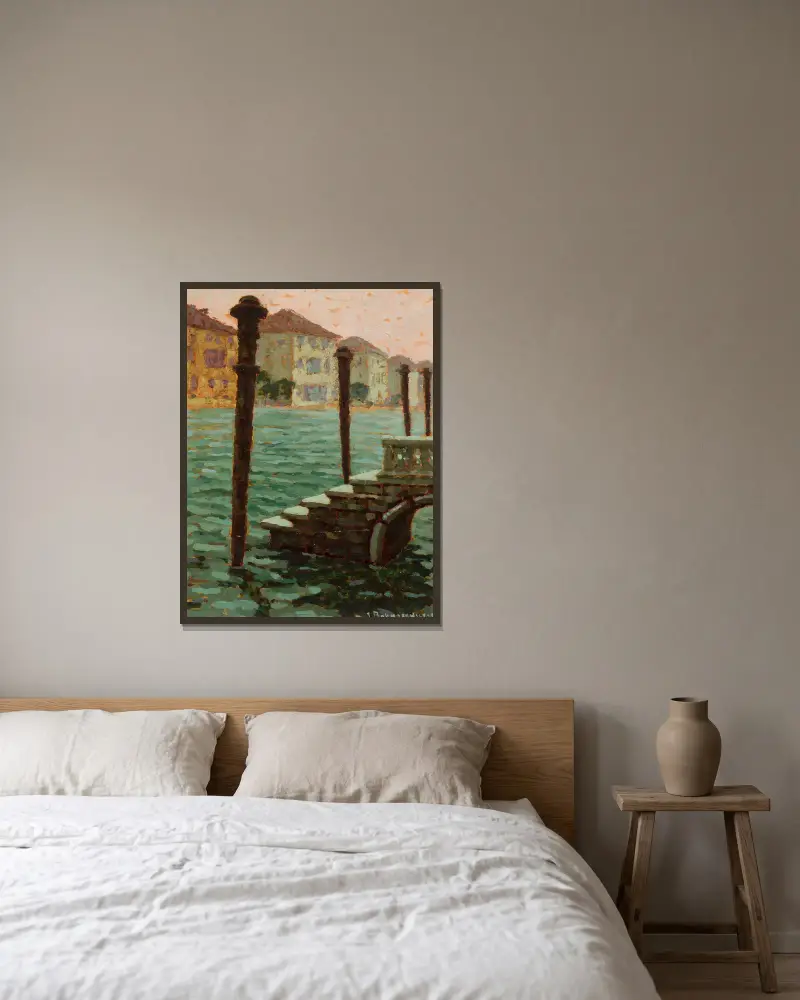 Vid Canalazzo i Venedig av Jan Bohuszewicz inramad på en vägg