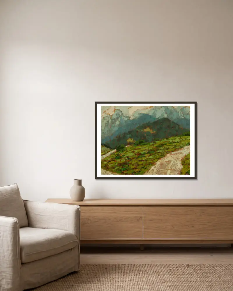 Nebliger Morgen von Jan Bohuszewicz gerahmt an einer Wand