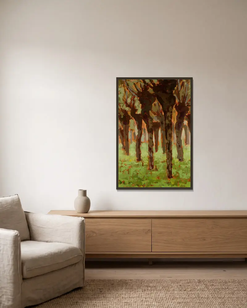 Furchterregende Weide von Jan Bohuszewicz gerahmt an einer Wand