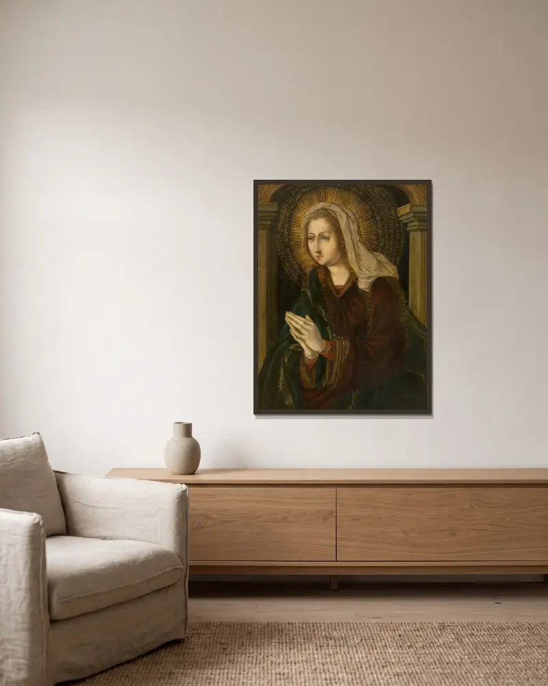 Afflicta Virgo, Jan Gossaert w ramie na ścianie