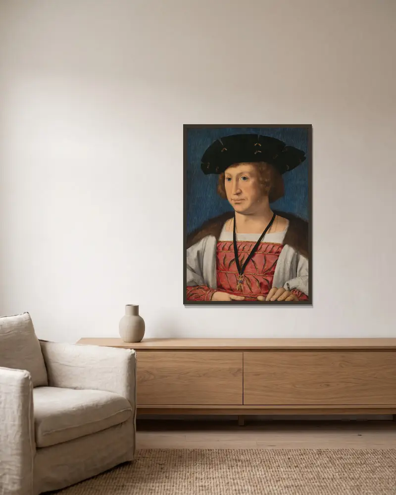 Floris van Egmond (1469–1539), greve av Buren och Leerdam av Jan Gossaert inramad på en vägg