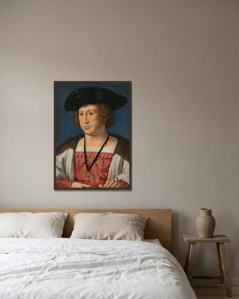 Floris van Egmond (1469–1539), greve av Buren och Leerdam av Jan Gossaert inramad på en vägg
