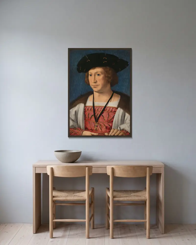 Floris van Egmond (1469–1539), greve av Buren och Leerdam av Jan Gossaert inramad på en vägg