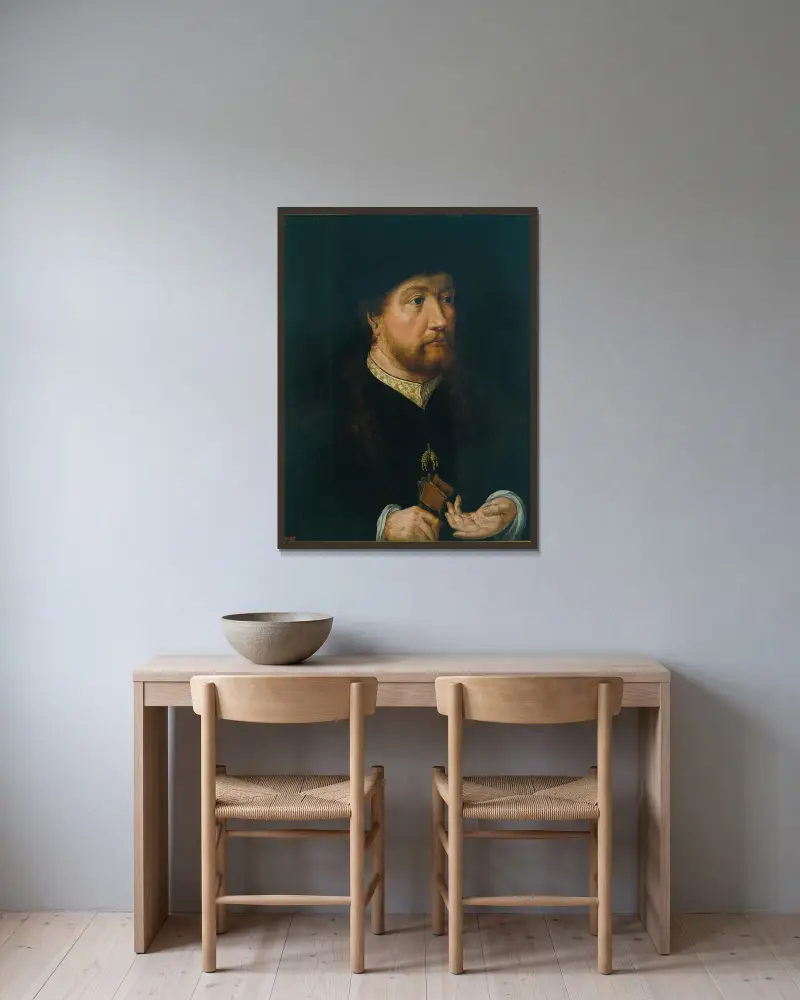 Henrik III av Nassau-Breda (från 1530 till 1532) av Jan Gossaert inramad på en vägg