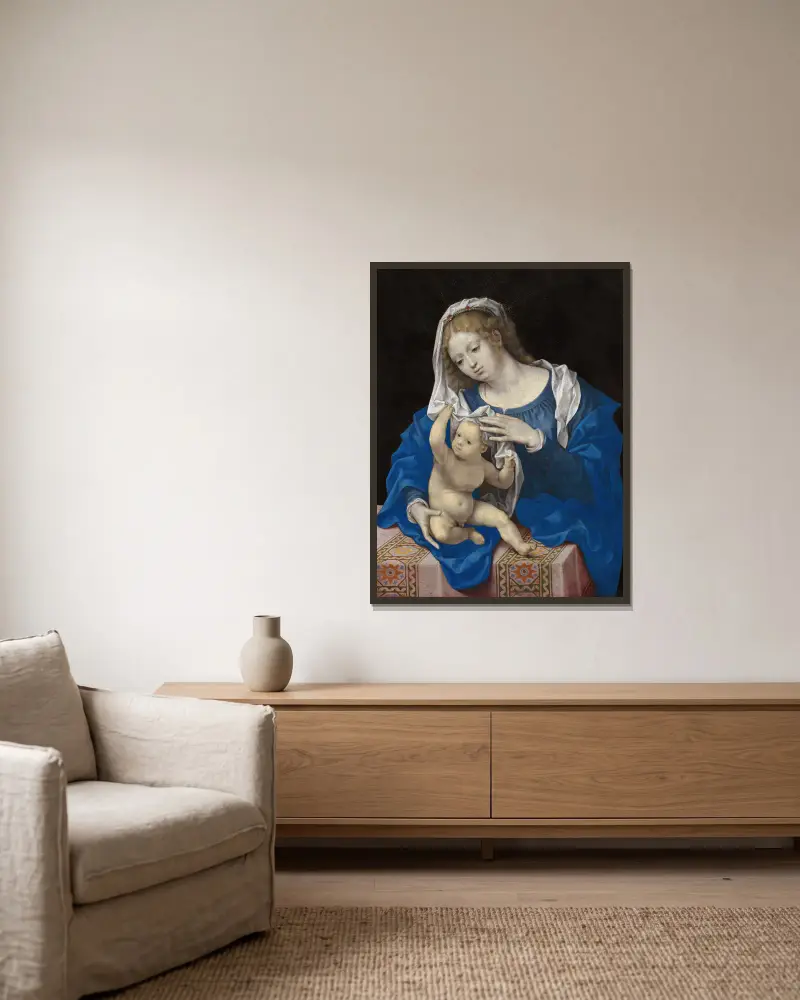 Madonna z Dzieciątkiem, 1520, Jan Gossaert w ramie na ścianie