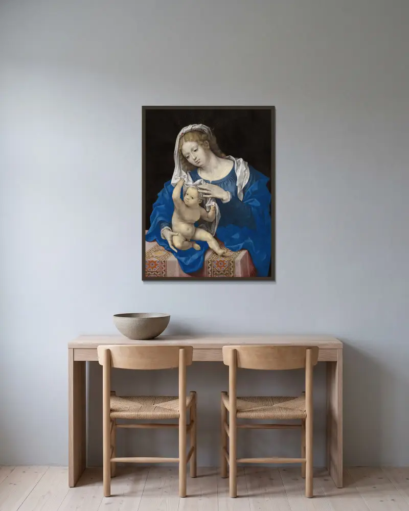 Madonna z Dzieciątkiem, 1520, Jan Gossaert w ramie na ścianie