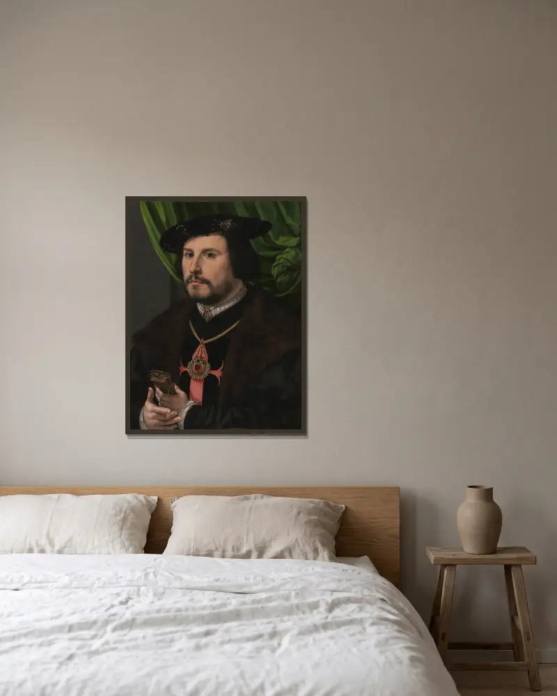 Porträtt av Francisco de los Cobos y Molina av Jan Gossaert inramad på en vägg