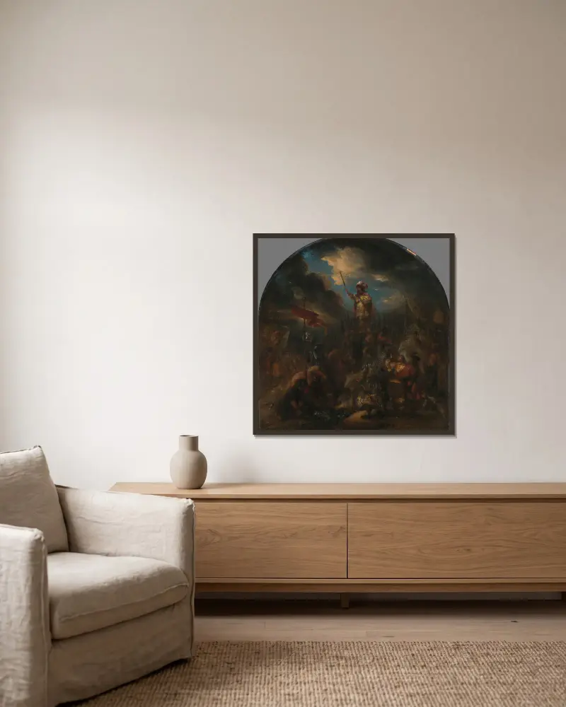 Brinio wznoszony na tarczy, Jan Lievens w ramie na ścianie