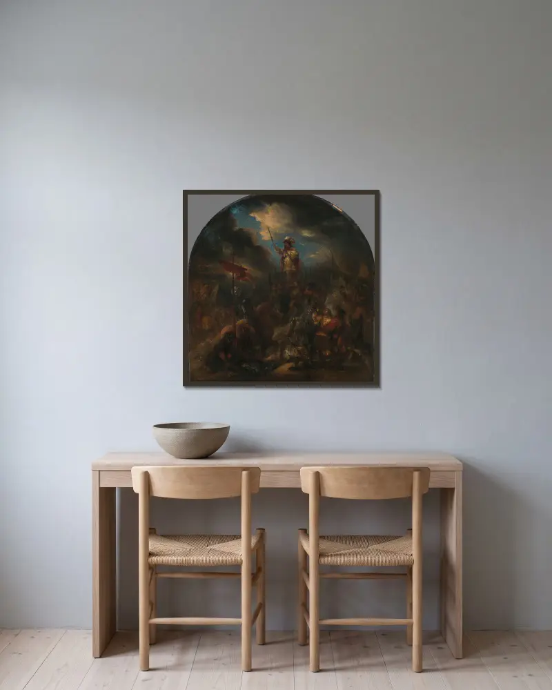 Brinio wznoszony na tarczy, Jan Lievens w ramie na ścianie