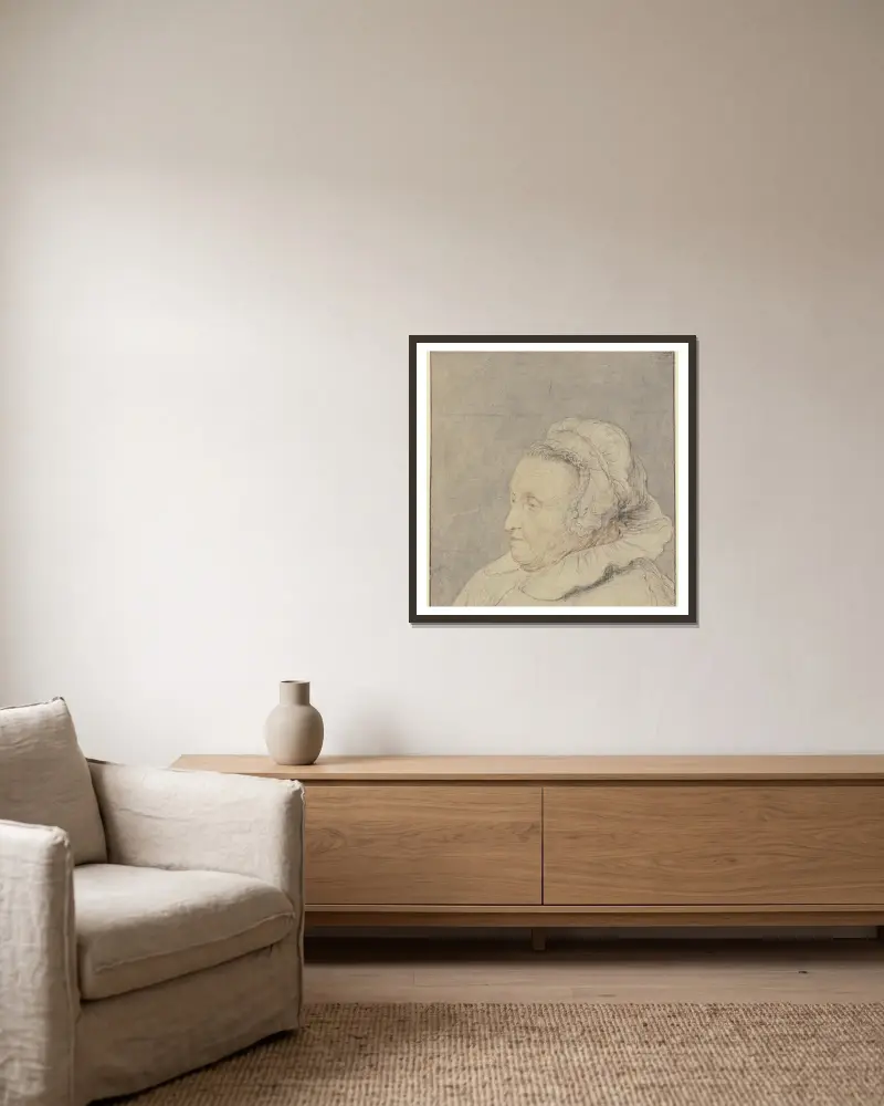 Głowa starej kobiety, Jan Lievens w ramie na ścianie