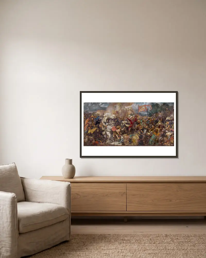 Slaget vid Grunwald av Jan Matejko inramad på en vägg