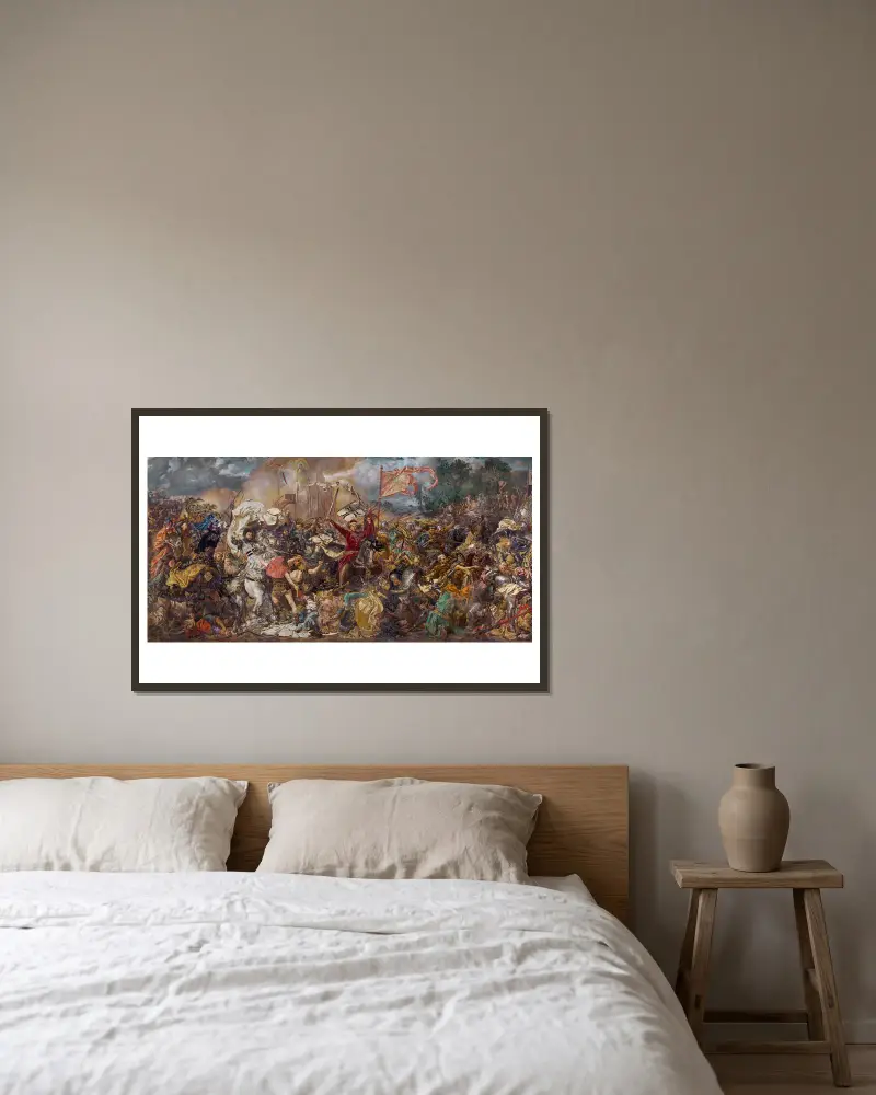 Slaget vid Grunwald av Jan Matejko inramad på en vägg