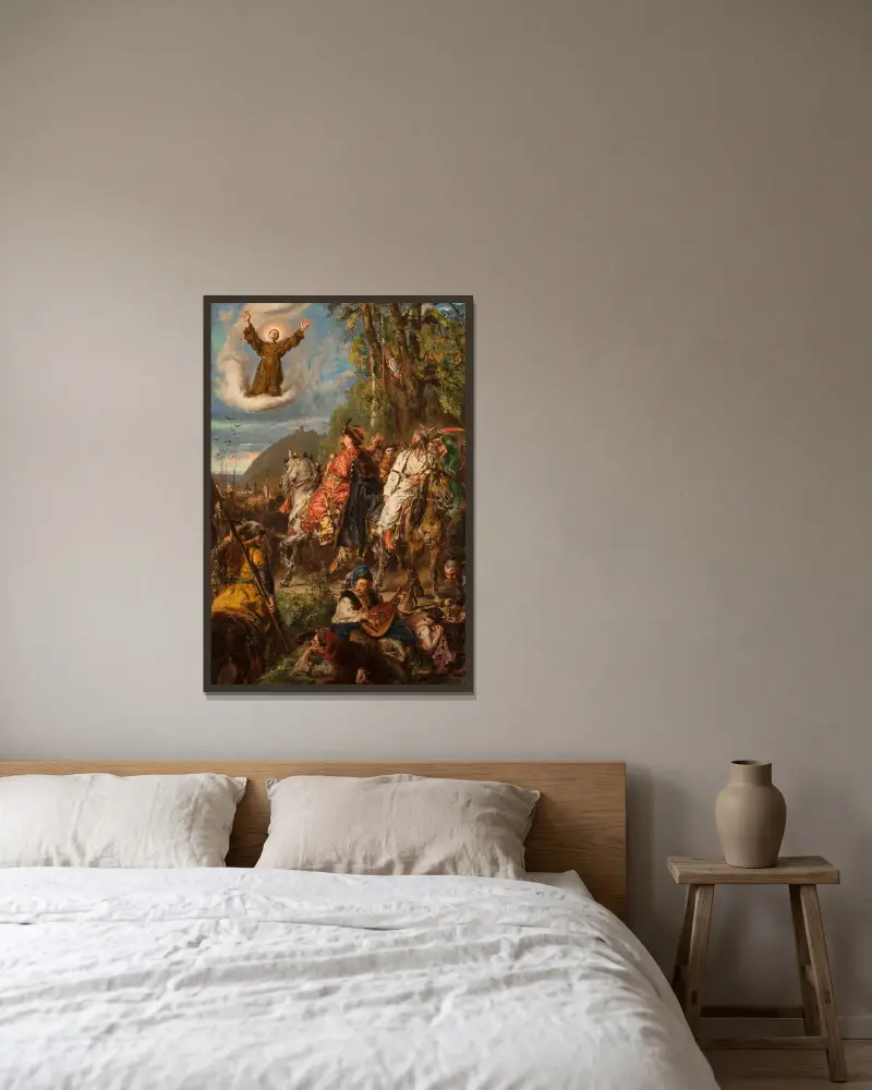Bohdan Chmelnyzkyj mit Tugay Bey in Lemberg von Jan Matejko gerahmt an einer Wand