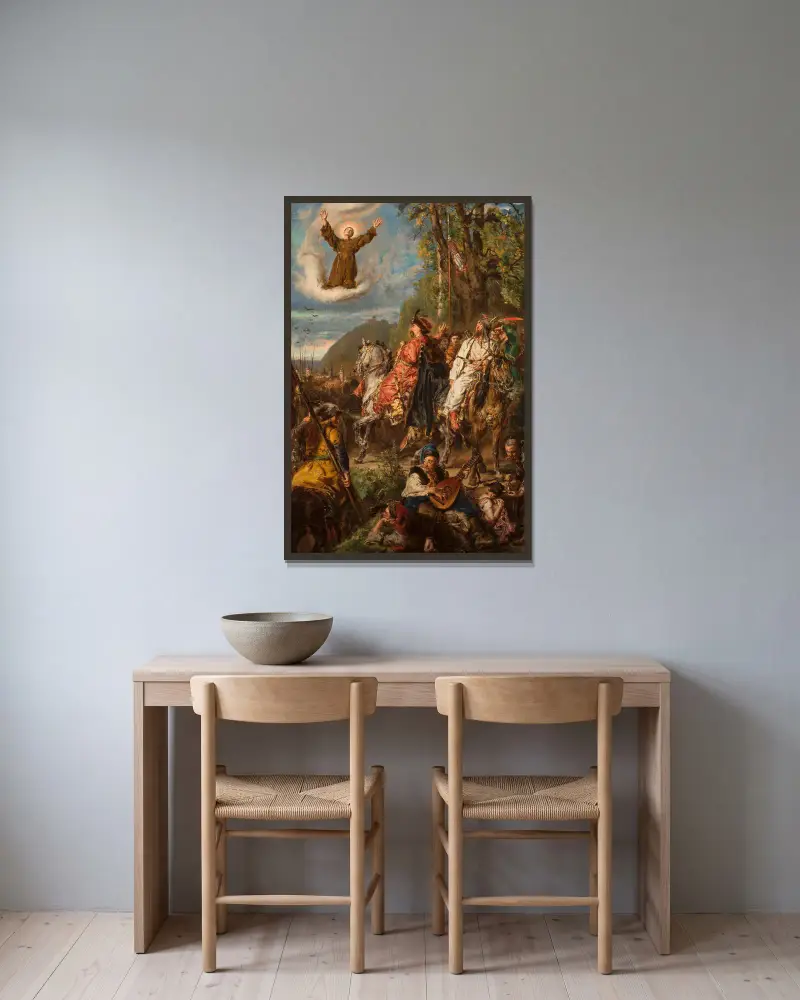 Bohdan Chmelnyzkyj mit Tugay Bey in Lemberg von Jan Matejko gerahmt an einer Wand