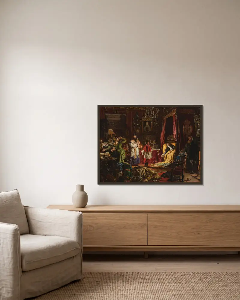 Śmierć Zygmunta Augusta w Knyszynie w 1572 roku, Jan Matejko w ramie na ścianie