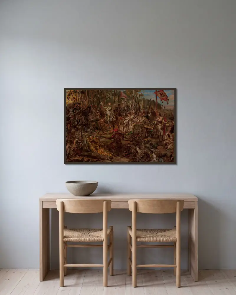 Kościuszko bei Racławice, Skizze von Jan Matejko gerahmt an einer Wand