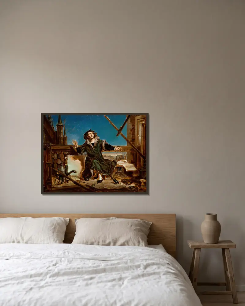 Nicolaus Copernicus av Jan Matejko inramad på en vägg
