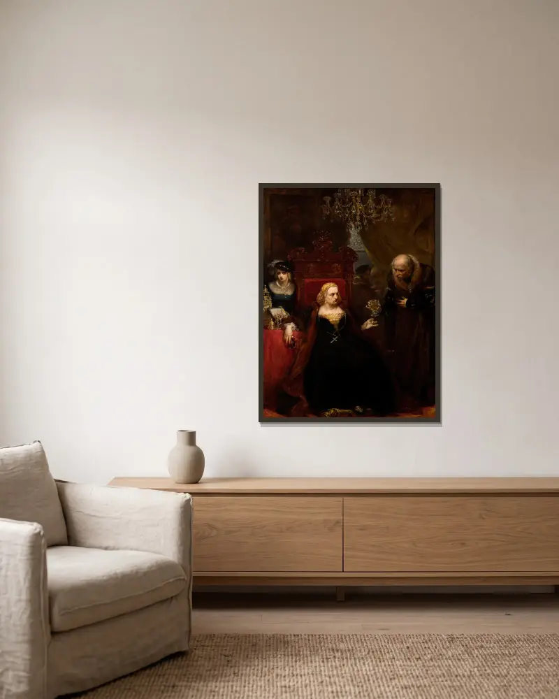 Otrucie królowej Bony, Jan Matejko w ramie na ścianie