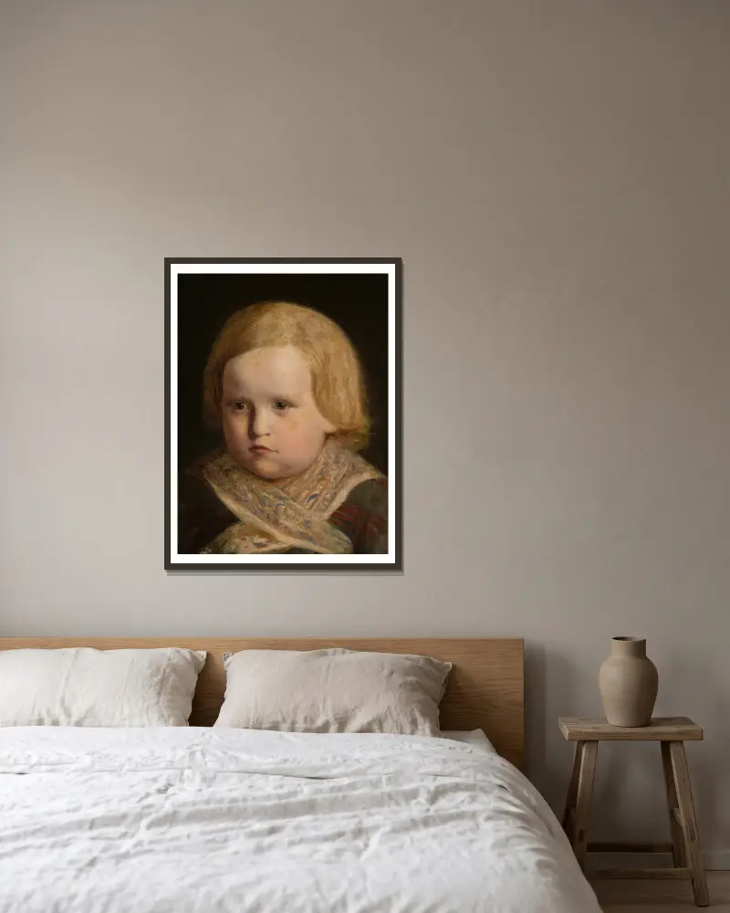 Porträtt av en liten pojke av Jan Matejko inramad på en vägg